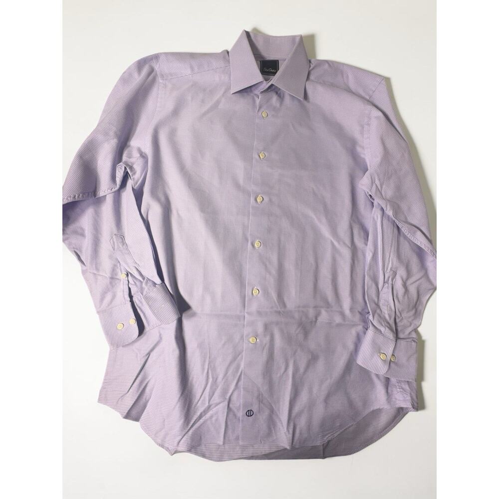 David Donahue Shirt Mens 16 32/33 Purple Geometric Dress Button Up